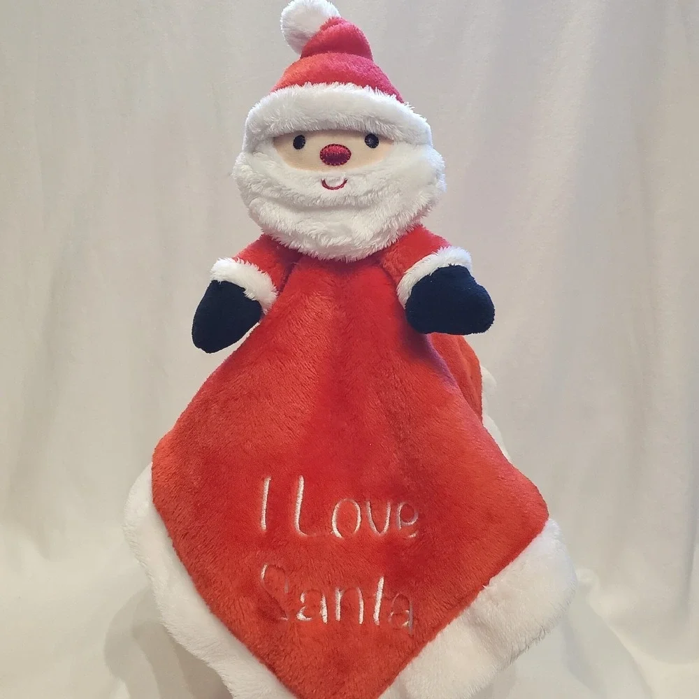 Little Me Baby Lovey  I Love Santa Rattle Christmas Holiday Red White Winter Toy